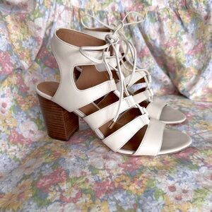 Coach Cream Lace-Up Strappy Block Heel Sandals size 9B